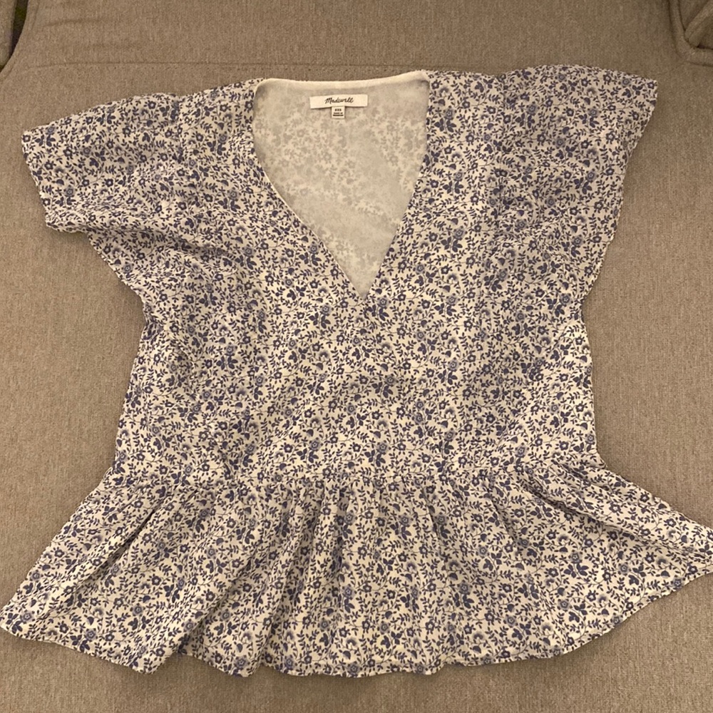 Madewell Blue Floral Blouse xxs